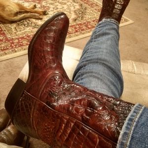 Croc print all leather boots